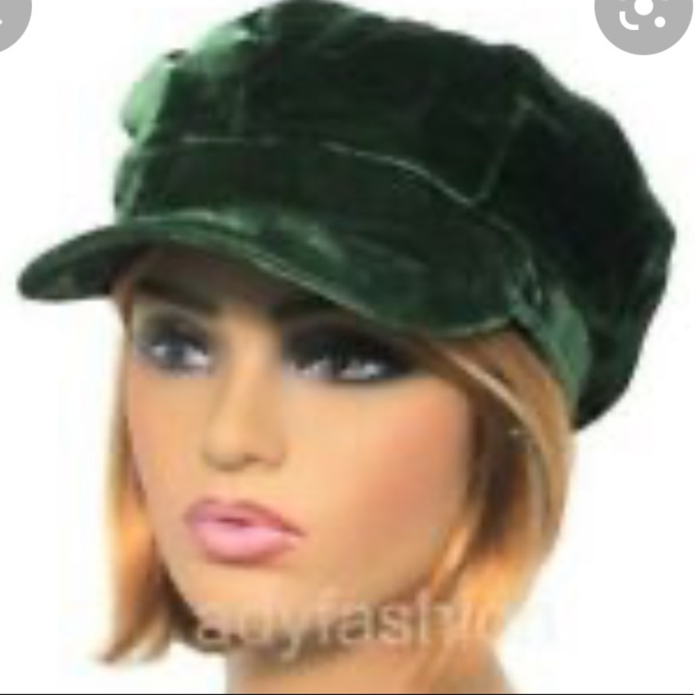 Burberry Green Velvet Newsboy Cap